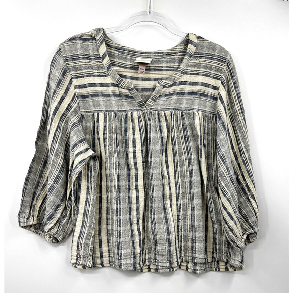 Knox Rose‎ Top Lightweight Striped Top Split Neck Blue White Size XXL - Picture 1 of 5